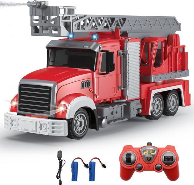 Remote Control Fire Engine Truck Toy 9 Channel Electric RC Truck Construction Toys with Water Pump Lights Sounds Extendable Ladder Fire Car Toy Boy Gift Newegg