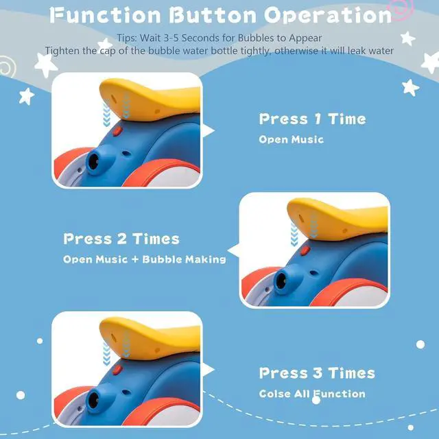 Alt view image 5 of 6 - 6V Electric Baby Balance Bike with Bubble Machine,4 in 1 Toddler Balance Bike w/Remote for 1 Year Old Boys Girls Kids Bubble Bike Ride on Toys w/Powered Motor,Music,LED Lights (Blue&Red)