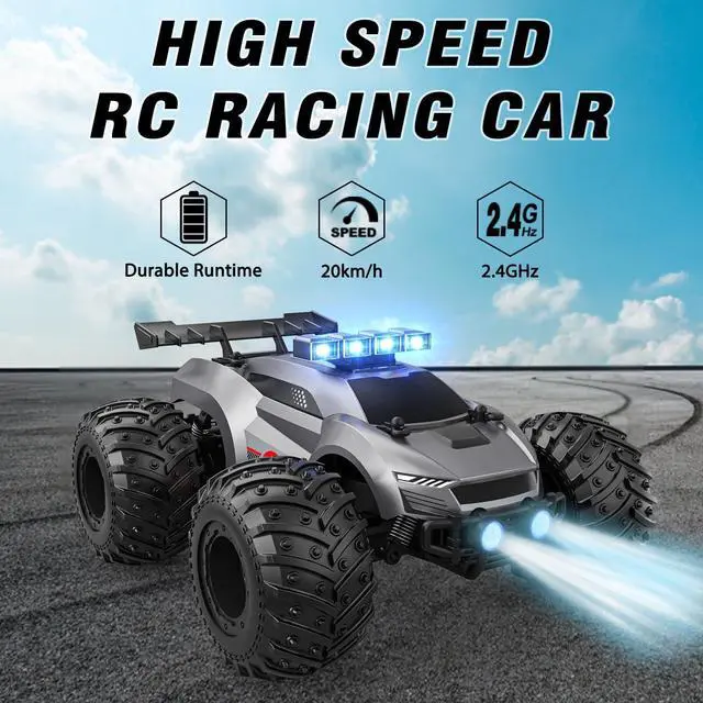 Alt view image 2 of 6 - Remote Control Car - 20km/h 2.4GHz High Speed RC Cars Offroad with RBC &Headlights &Headlamps, Toy Car Gift for 3 4 5 6 7 8 9 10-12 Year Old Boys Girls Kids