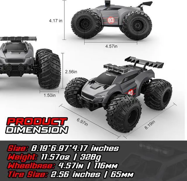 Alt view image 6 of 6 - Remote Control Car - 20km/h 2.4GHz High Speed RC Cars Offroad with RBC &Headlights &Headlamps, Toy Car Gift for 3 4 5 6 7 8 9 10-12 Year Old Boys Girls Kids