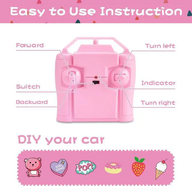 Alt view image 7 of 7 - NQD Pink RC Cars 1:16 Scale with DIY Sticker, Remote Control Car for Girls, 80 Min Play 2.4Ghz Jeep RC Trucks,Little Girl Toys Gifts for 4-5 6-7 8-10 Years Old