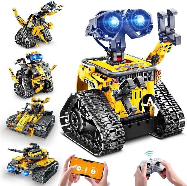 Main image of Robot Toys for Kids Building Set, 520 PCS App & Remote Control Robotics Kit, 5-in-1 RC Wall Robot Engineer Robot Dinosaur Building Block Toy Gift for Kids 6 7 8 9 10 11 12+ Years Old Boys Girls