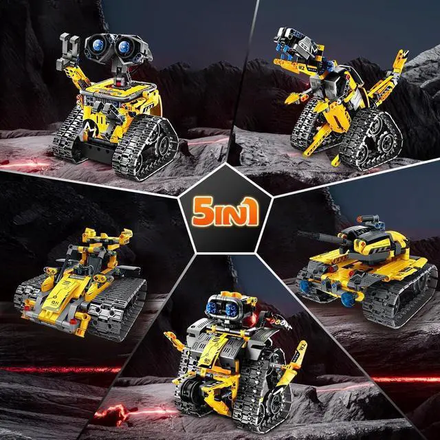 Alt view image 2 of 7 - Robot Toys for Kids Building Set, 520 PCS App & Remote Control Robotics Kit, 5-in-1 RC Wall Robot Engineer Robot Dinosaur Building Block Toy Gift for Kids 6 7 8 9 10 11 12+ Years Old Boys Girls