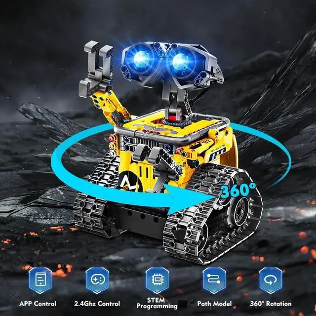 Alt view image 3 of 7 - Robot Toys for Kids Building Set, 520 PCS App & Remote Control Robotics Kit, 5-in-1 RC Wall Robot Engineer Robot Dinosaur Building Block Toy Gift for Kids 6 7 8 9 10 11 12+ Years Old Boys Girls
