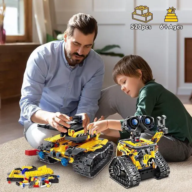 Alt view image 6 of 7 - Robot Toys for Kids Building Set, 520 PCS App & Remote Control Robotics Kit, 5-in-1 RC Wall Robot Engineer Robot Dinosaur Building Block Toy Gift for Kids 6 7 8 9 10 11 12+ Years Old Boys Girls