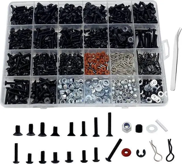 Main image of 1000pcs RC Screw Kit RC Car Tool Kit, Hardware Fasteners for Traxxas Arrma Redcat Axial RC4WD HSP HPI SCX10 Losi 1/8 1/10 1/12 1/16 RC Cars Trucks Crawler, RC Screws Accessories