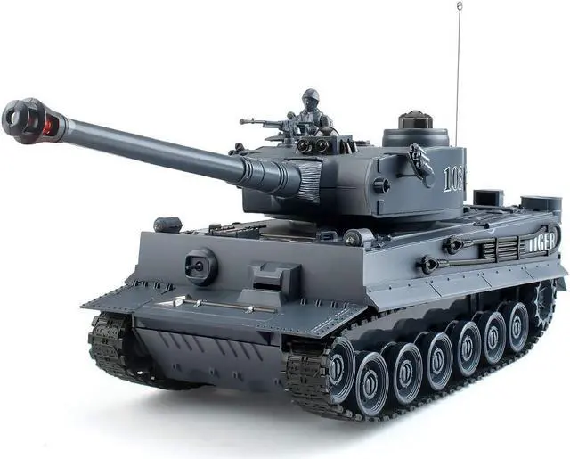 Main image of Rc Tanks,1:28 WW2 German Tiger Army Tank Toys for Boys,9 Channels Remote Control Vehicles with Sound and Light,RC Military Toys for Kids Boys Girls(Gray)
