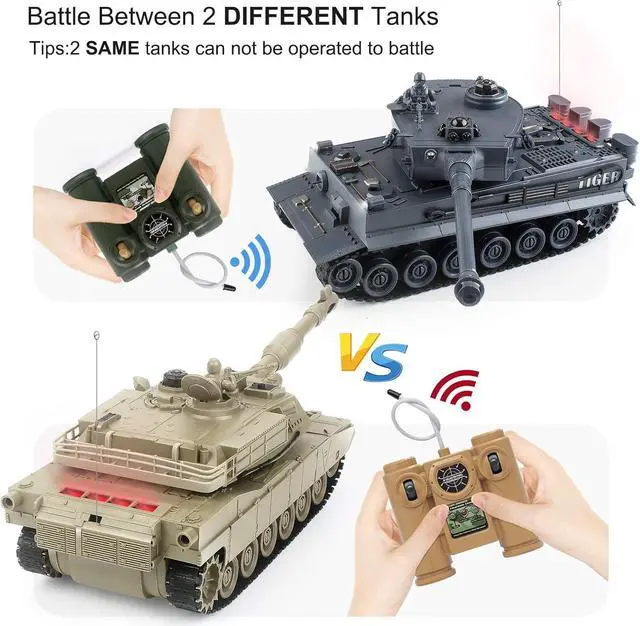Alt view image 4 of 7 - Rc Tanks,1:28 WW2 German Tiger Army Tank Toys for Boys,9 Channels Remote Control Vehicles with Sound and Light,RC Military Toys for Kids Boys Girls(Gray)