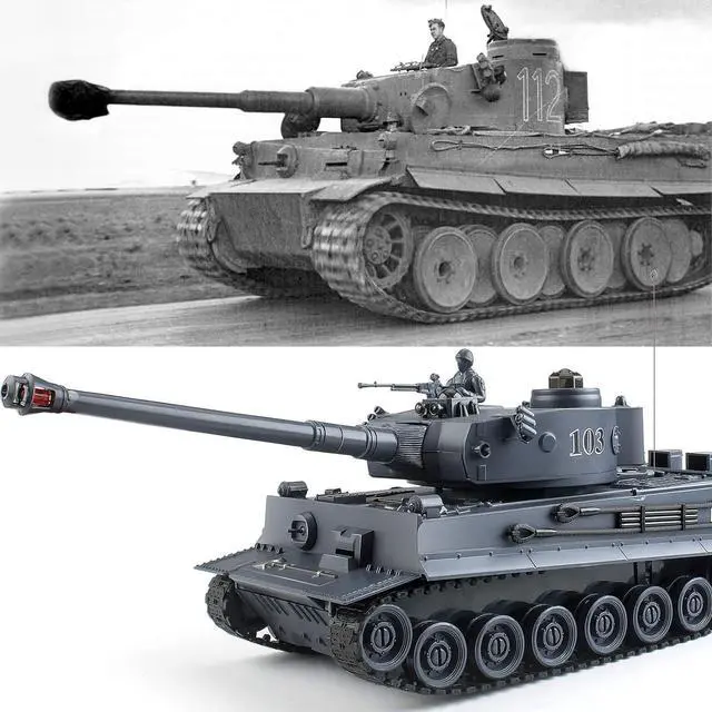 Alt view image 2 of 7 - Rc Tanks,1:28 WW2 German Tiger Army Tank Toys for Boys,9 Channels Remote Control Vehicles with Sound and Light,RC Military Toys for Kids Boys Girls(Gray)