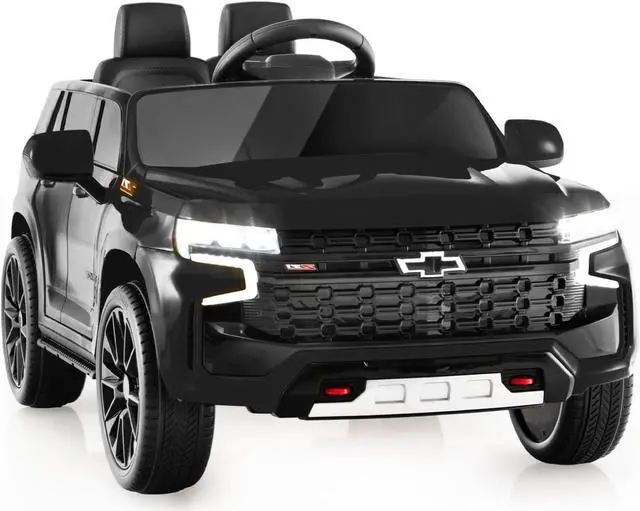 Main image of HONEY JOY Ride On Truck, 12V Licensed Chevrolet Tahoe, Chevy Electric Vehicle for Kids, Soft Start, Music, Lights, Battery Powered Ride On Car Toy with Remote Control, Gift for Boys Girls (Black)