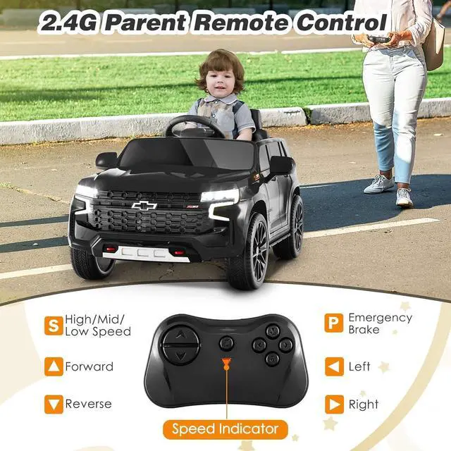 Alt view image 5 of 7 - HONEY JOY Ride On Truck, 12V Licensed Chevrolet Tahoe, Chevy Electric Vehicle for Kids, Soft Start, Music, Lights, Battery Powered Ride On Car Toy with Remote Control, Gift for Boys Girls (Black)