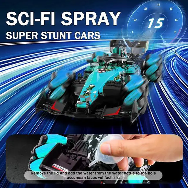 Alt view image 5 of 6 - Gesture Sensing Remote Control Car, F1 RC Stunt Car 1:14 Scale 4WD 2.4GHz 360 ° Rotating RC Cars Toy for Kids with Spray Lights RC Drift Car Boys Girls Gifts Birthday Xmas for 6-12 Year Old
