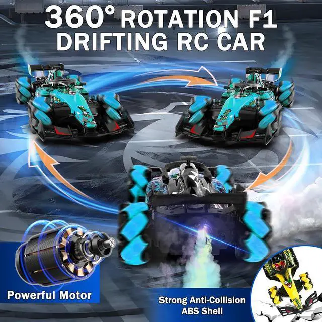 Alt view image 4 of 6 - Gesture Sensing Remote Control Car, F1 RC Stunt Car 1:14 Scale 4WD 2.4GHz 360 ° Rotating RC Cars Toy for Kids with Spray Lights RC Drift Car Boys Girls Gifts Birthday Xmas for 6-12 Year Old