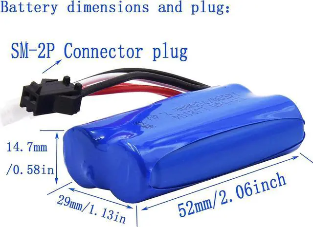 Alt view image 2 of 7 - Blomiky 7.4V 600mAh Li-ion Rechargeable Battery Compatible with WPL C24 D12 RC Truck / D12 Battery 2