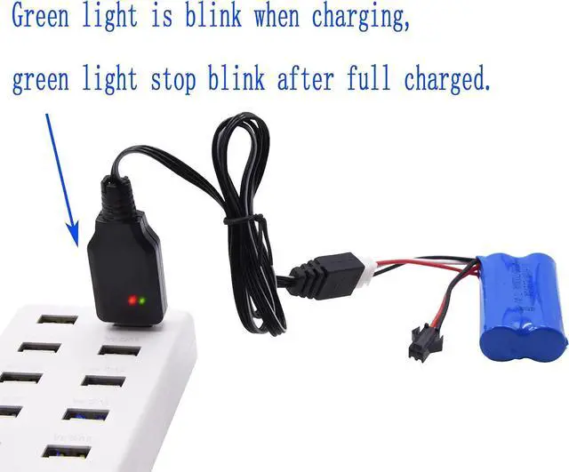Alt view image 3 of 7 - Blomiky 7.4V 600mAh Li-ion Rechargeable Battery Compatible with WPL C24 D12 RC Truck / D12 Battery 2