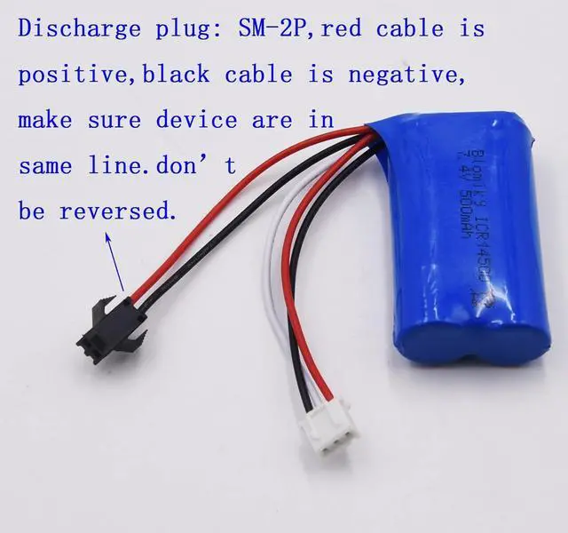 Alt view image 5 of 7 - Blomiky 7.4V 600mAh Li-ion Rechargeable Battery Compatible with WPL C24 D12 RC Truck / D12 Battery 2