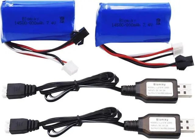 Alt view image 4 of 7 - Blomiky 7.4V 600mAh Li-ion Rechargeable Battery Compatible with WPL C24 D12 RC Truck / D12 Battery 2