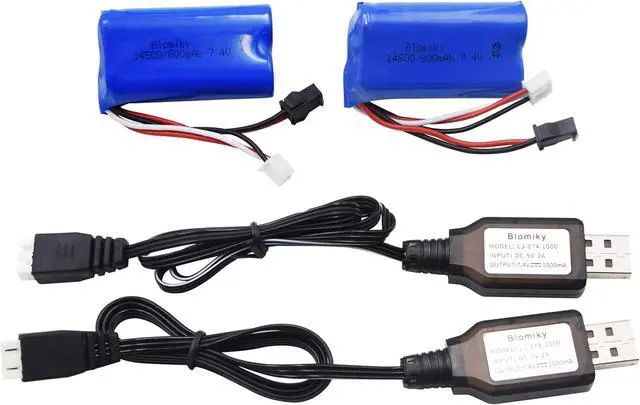Alt view image 7 of 7 - Blomiky 7.4V 600mAh Li-ion Rechargeable Battery Compatible with WPL C24 D12 RC Truck / D12 Battery 2