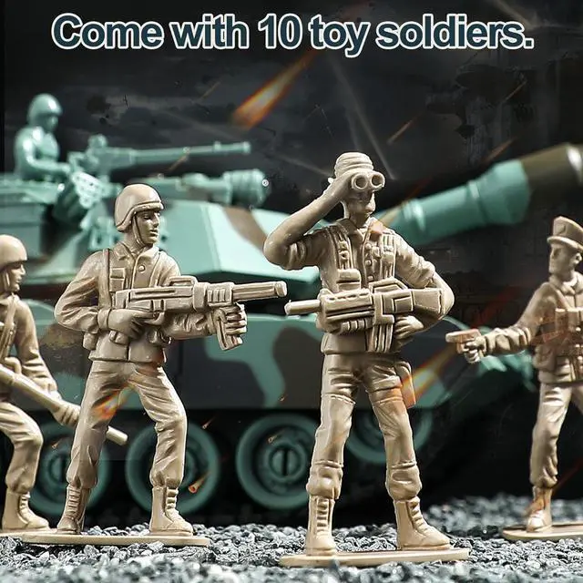 Alt view image 4 of 7 - Remote Control Tank, RC M1A2 Abrams Army Tank Toy with Camouflage Body, 2.4Ghz 9-Channel RC Milirtary Vehicles with Realistic Sounds and Lights for Boys Kids 8-14 Year Old