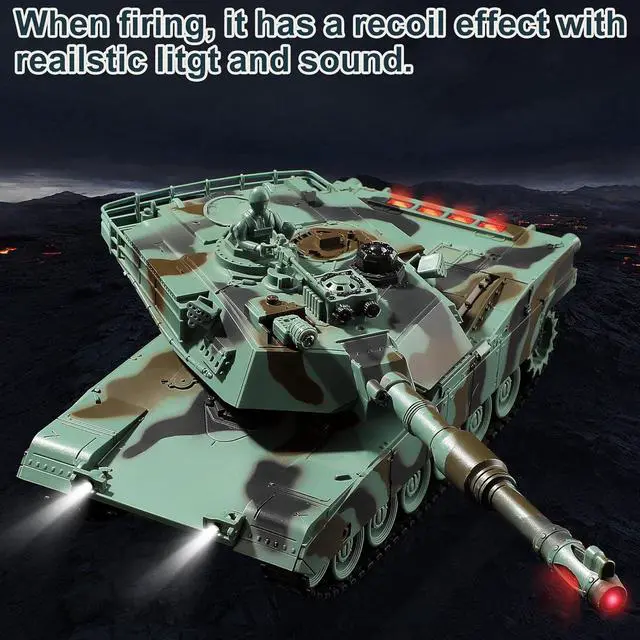 Alt view image 5 of 7 - Remote Control Tank, RC M1A2 Abrams Army Tank Toy with Camouflage Body, 2.4Ghz 9-Channel RC Milirtary Vehicles with Realistic Sounds and Lights for Boys Kids 8-14 Year Old