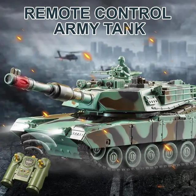 Alt view image 7 of 7 - Remote Control Tank, RC M1A2 Abrams Army Tank Toy with Camouflage Body, 2.4Ghz 9-Channel RC Milirtary Vehicles with Realistic Sounds and Lights for Boys Kids 8-14 Year Old