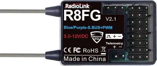 Main image of Radiolink R8FG V2.1 8CH Gyro Receiver, 2.4GHz 600m Long Range Control Voltage Telemetry, Water-Splash RX for RC Remote Controller RC8X/RC6GS V3/RC4GS V3 RC Crawler Car Boat