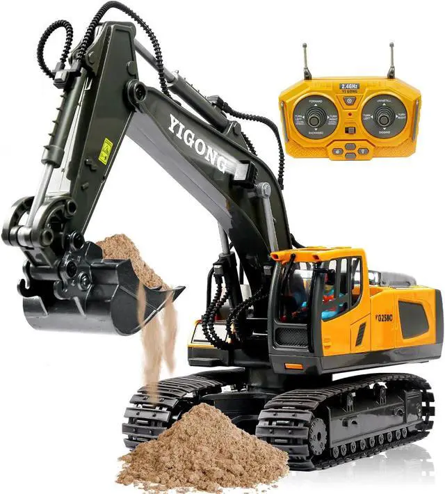 Main image of Remote Control Excavator Toy, Present for 4 5 6 7 8 9 10 11 Year Old, RC Construction Toys with Metal Shovel, Lights, Sounds, 2.4Ghz, Turns 680 Degree - Bigger 1/18 Scale Toys
