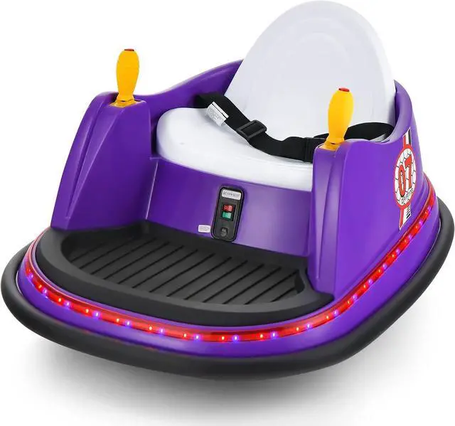 Main image of Costzon Bumper Car for Kids, 12V Electric Toddler Bumping Car with Remote Control, Dual Joysticks, 360 Spin, Music, Flashing Lights, Slow Star, Kids Bumper Car Ride on Toy for Boy Girl Gift (Purple)
