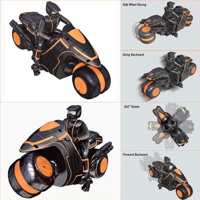 Alt view image 2 of 7 - Remote Control Motorcycles, 360° Spinning Action Rotating Drift Stunt Motorbike 2WD High Speed Rc Motorbikes 2.4Ghz Radio Control Motorcyle with Riding Figure Toys for Kids Boys
