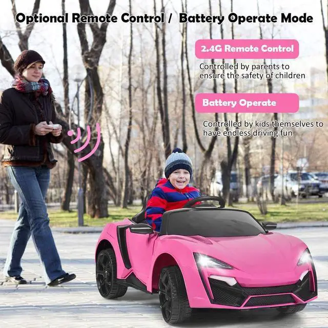 Alt view image 2 of 7 - Costzon Ride on Car, 12V Battery Powered Electric Vehicle w/Manual & Remote Control Modes, LED Lights, Horn, Music, MP3, USB, TF, 3 Speeds, Spring Suspension, Ride on Toy for Boys & Girls (Pink)
