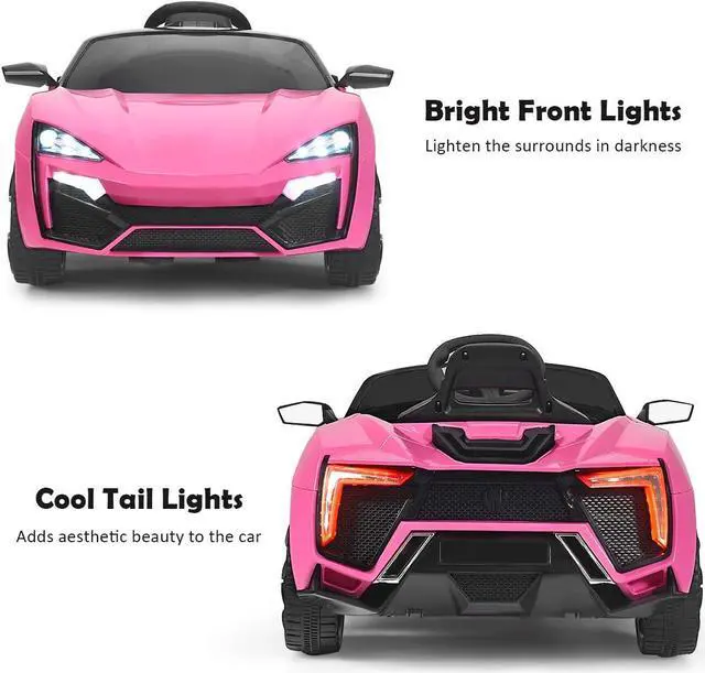 Alt view image 5 of 7 - Costzon Ride on Car, 12V Battery Powered Electric Vehicle w/Manual & Remote Control Modes, LED Lights, Horn, Music, MP3, USB, TF, 3 Speeds, Spring Suspension, Ride on Toy for Boys & Girls (Pink)