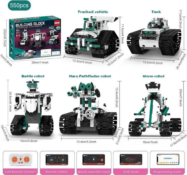 Alt view image 6 of 6 - Technique Car Building Blocks Set, 13in1 Remote & APP Control Tracked Racer/Robot/Truck/Tank/Plane, STEM Kits for Kids Age 8-10, Building Toy Gifts for Boys Girls 8-16, (550 PCS)
