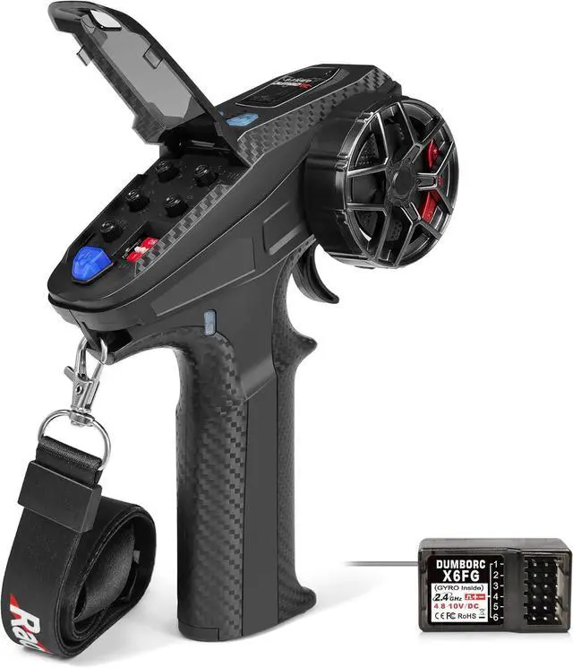 Main image of DUMBORC X6PM-350 2.4GHz 6CH Mini RC Radio Transmitter with X6FG Gyro Receiver with Low Voltage Alarm & Fail-Safe Function Mixed Mode for RC Vehicle Car Boat Tank Model Parts Portable Remote Controller