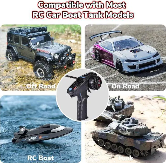 Alt view image 6 of 7 - DUMBORC X6PM-350 2.4GHz 6CH Mini RC Radio Transmitter with X6FG Gyro Receiver with Low Voltage Alarm & Fail-Safe Function Mixed Mode for RC Vehicle Car Boat Tank Model Parts Portable Remote Controller