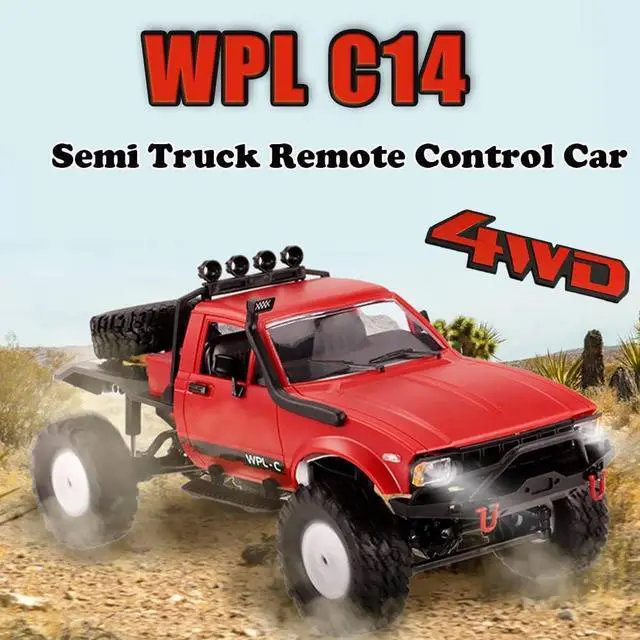 Alt view image 2 of 7 - The perseids RC Crawler Offroad RC Truck WPL C14 RC Rock Crawler 4x4 1/16 Scale Remote Control Trucks, 2.4G Semi Trucks All Terrain Car RTR Hobby RC Pickup for Adults