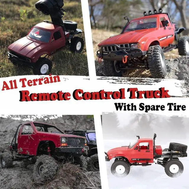 Alt view image 4 of 7 - The perseids RC Crawler Offroad RC Truck WPL C14 RC Rock Crawler 4x4 1/16 Scale Remote Control Trucks, 2.4G Semi Trucks All Terrain Car RTR Hobby RC Pickup for Adults