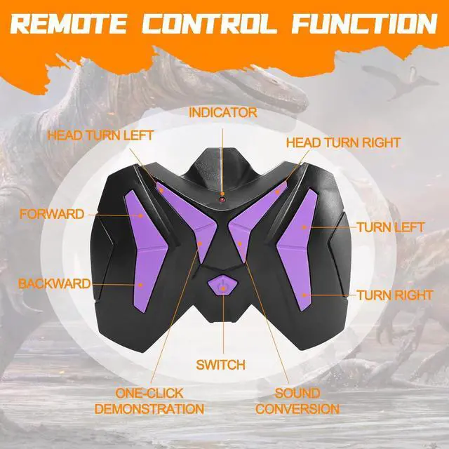 Alt view image 6 of 7 - Remote Control Dinosaur Toys for Kid - Walking Dinosaur Toys for Boys 5-7RC Jurassic Velociraptor Toys 8-12Robot Dinosaur 3-5 with Light Sounds Toys for Boys Age 3+ Rechargeable Blue