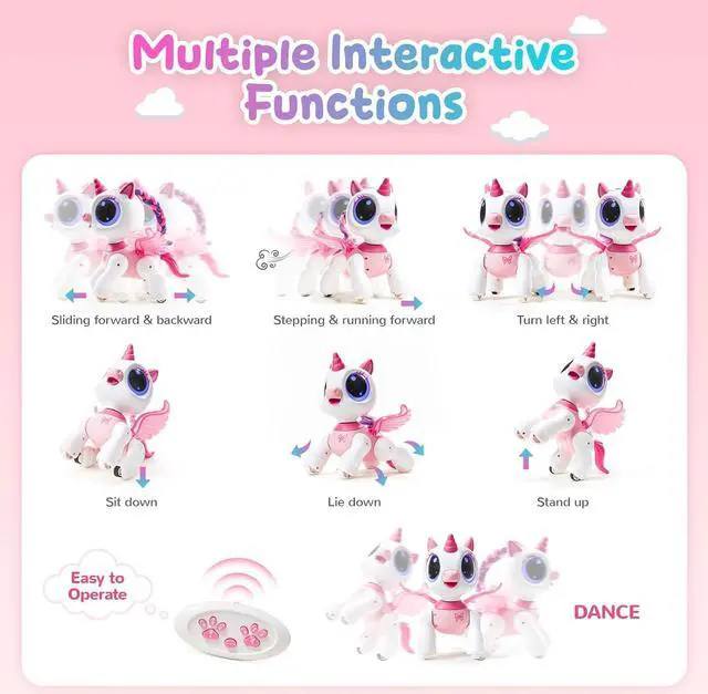 Alt view image 3 of 7 - SGILE Unicorn Toy for Girls Robot Pet for Kids Age 3 4 5 6 7 8 Years with Music Dance Walk and Interactive Gesture Sense Program Treats, Preschool STEM Learning Remote Control Toy for Toddler Pink