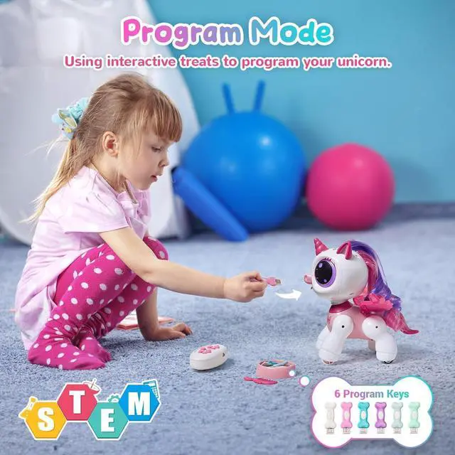 Alt view image 5 of 7 - SGILE Unicorn Toy for Girls Robot Pet for Kids Age 3 4 5 6 7 8 Years with Music Dance Walk and Interactive Gesture Sense Program Treats, Preschool STEM Learning Remote Control Toy for Toddler Pink