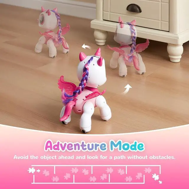 Alt view image 6 of 7 - SGILE Unicorn Toy for Girls Robot Pet for Kids Age 3 4 5 6 7 8 Years with Music Dance Walk and Interactive Gesture Sense Program Treats, Preschool STEM Learning Remote Control Toy for Toddler Pink