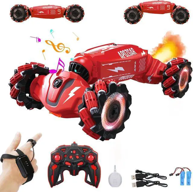 Main image of Upgraded Hand Gesture Sensing RC Stunt Car with Lights Music, Spray Drift Hand Gesture RC Car 360° Spins All Terrains Hand Controlled Car Toys for 6 7 8 9 10 Year Old Boys