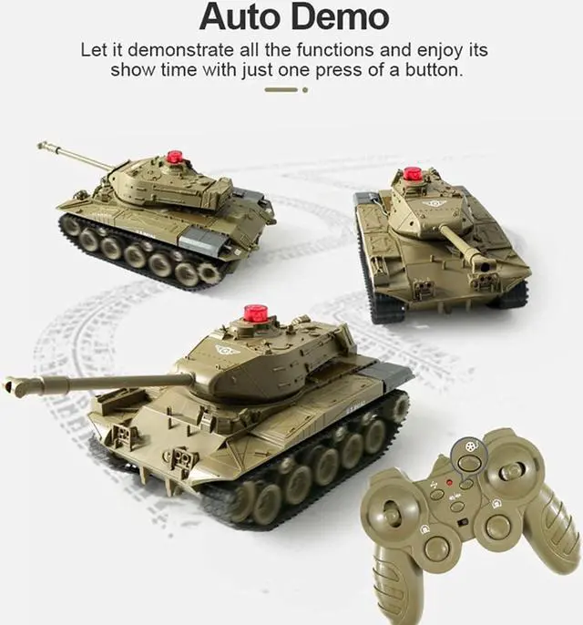 Alt view image 4 of 7 - RC Tank Military Truck Vehicles RC Car 2.4Ghz Radio Controlled Military Battle Tank Toy 270°Rotational Realistic Sounds Electronics Hobby Toys for Kids Boys (Green)