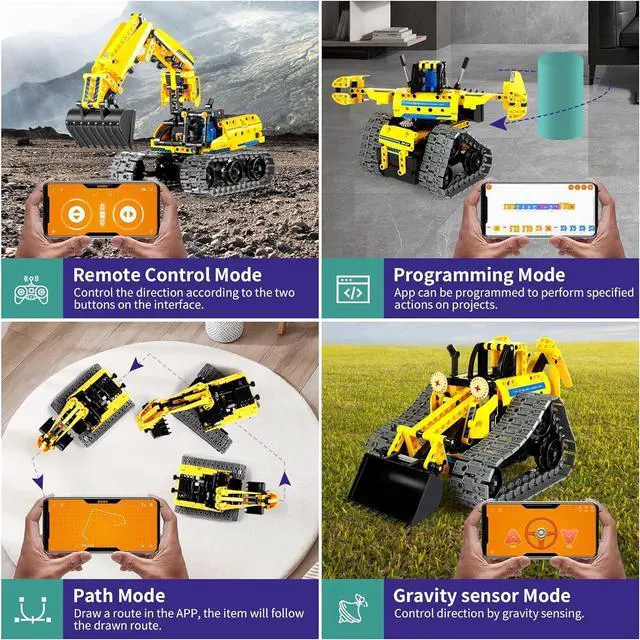 Alt view image 5 of 7 - 5 in 1 Building Toys STEM Robotics Kit, 430 PCS Blocks RC Robot Erector Sets, APP & Remote Control Excavator Science Kits for Kids Age 6 7 8 9 10 11 12-14, DIY Educational Gift for Boys & Girls