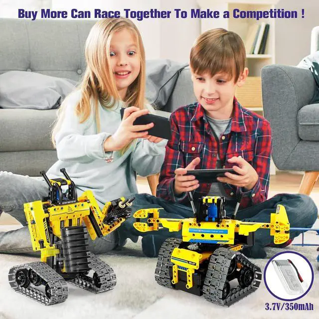 Alt view image 6 of 7 - 5 in 1 Building Toys STEM Robotics Kit, 430 PCS Blocks RC Robot Erector Sets, APP & Remote Control Excavator Science Kits for Kids Age 6 7 8 9 10 11 12-14, DIY Educational Gift for Boys & Girls