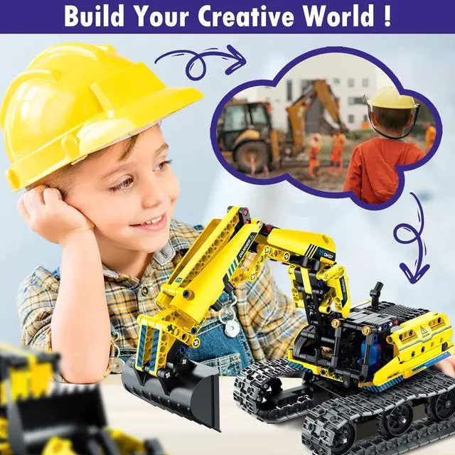 Alt view image 4 of 7 - 5 in 1 Building Toys STEM Robotics Kit, 430 PCS Blocks RC Robot Erector Sets, APP & Remote Control Excavator Science Kits for Kids Age 6 7 8 9 10 11 12-14, DIY Educational Gift for Boys & Girls