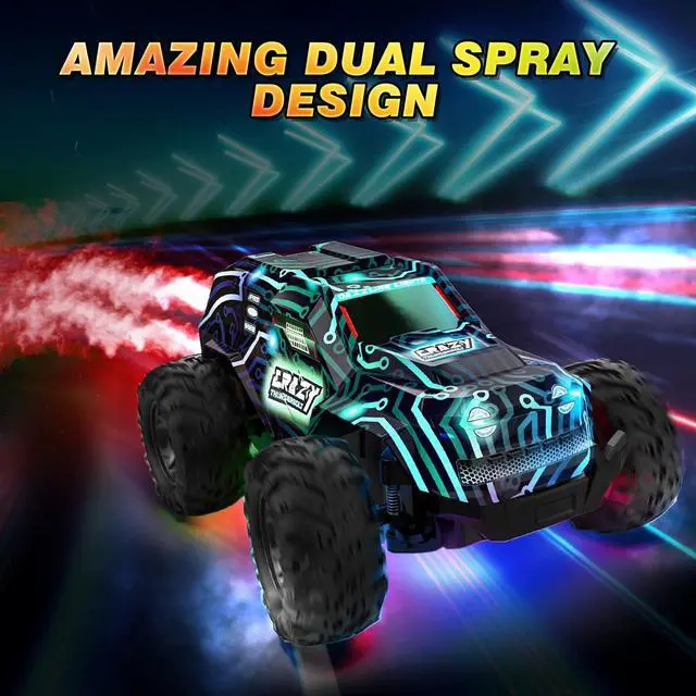 Alt view image 2 of 7 - BLUEJAY Remote-Control-Car, 2.4GHz High Speed Rc Cars Truck, Offroad Monster Hobby Racing Car with LED Colorful Bodylight and Rechargeable Battery, Car Toy Gifts 3 4 5 6 7 8 Year Old Boys Girls Kids