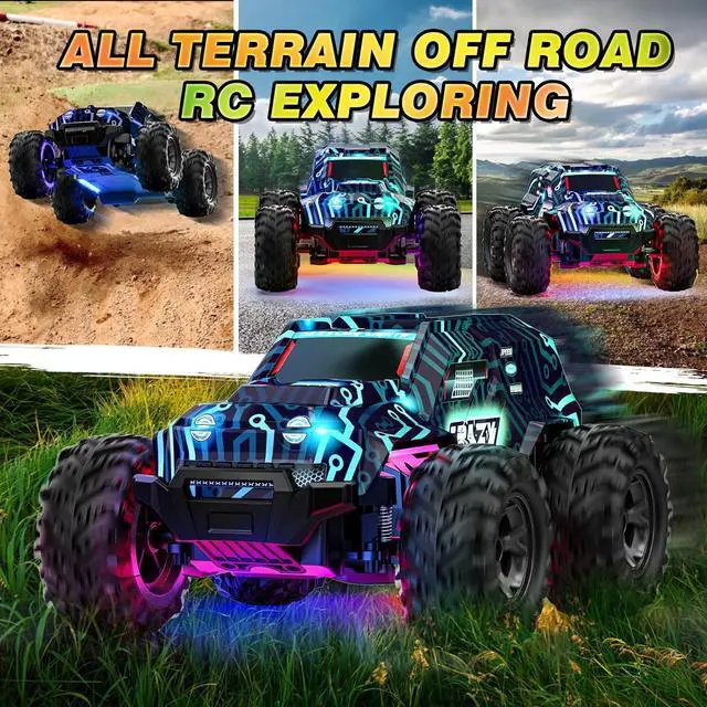 Alt view image 5 of 7 - BLUEJAY Remote-Control-Car, 2.4GHz High Speed Rc Cars Truck, Offroad Monster Hobby Racing Car with LED Colorful Bodylight and Rechargeable Battery, Car Toy Gifts 3 4 5 6 7 8 Year Old Boys Girls Kids