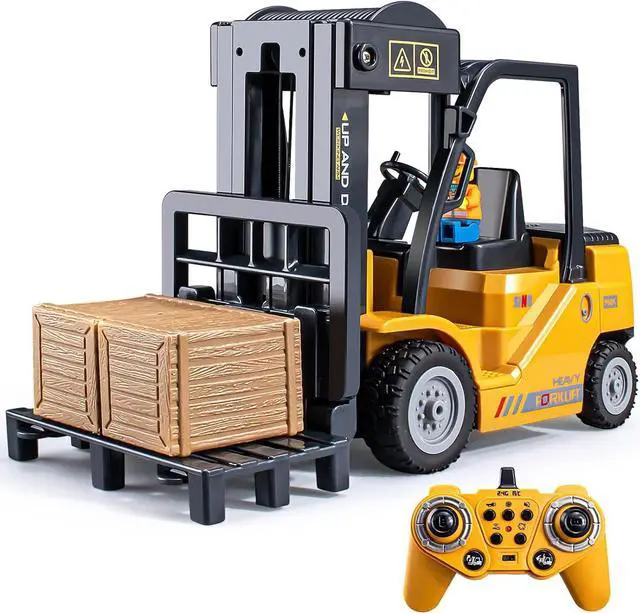 Main image of 2.4Ghz Remote Control Forklift Toys,RC Forklift Truck with Spray, Cool Lights,Sound,1/24 Scale 11 Channel Rechargeable Forklift Truck Gift for Kids
