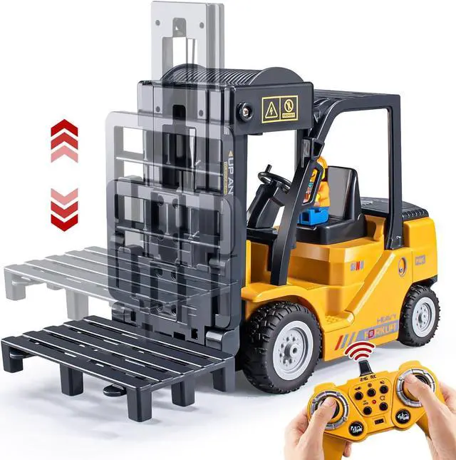 Alt view image 2 of 6 - 2.4Ghz Remote Control Forklift Toys,RC Forklift Truck with Spray, Cool Lights,Sound,1/24 Scale 11 Channel Rechargeable Forklift Truck Gift for Kids