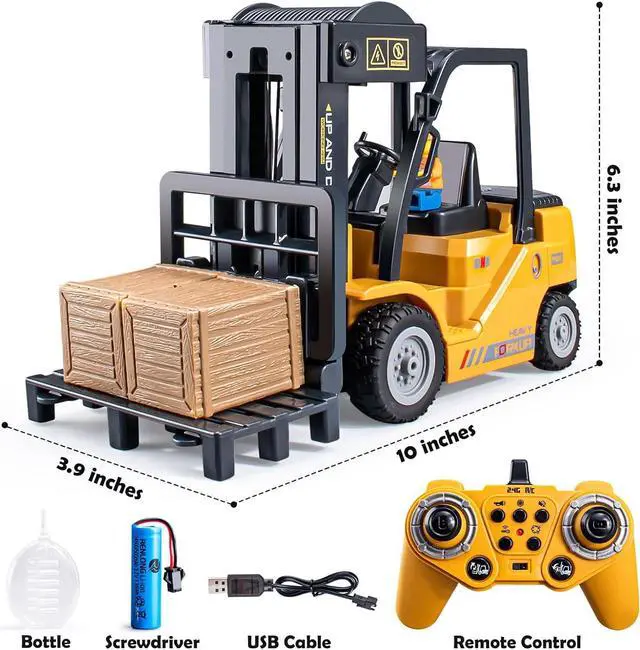 Alt view image 6 of 6 - 2.4Ghz Remote Control Forklift Toys,RC Forklift Truck with Spray, Cool Lights,Sound,1/24 Scale 11 Channel Rechargeable Forklift Truck Gift for Kids